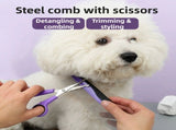 Pet Grooming & Cleaning Kit 9 Piece Set with Shedding Brush, Steel Comb Scissors, Nail Clippers V888-ELOSUNG55120