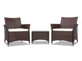 Gardeon 3PC Outdoor Bistro Set Patio Furniture Wicker Setting Chairs Table Cushion Brown ODF-BISTRO-RATTAN-BR