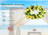 Spring Artificial Flower Wreath for Indoor Home Decor, Yellow Polyester, 1 Set, Seasonal Decorative V1370-AZ4-19910