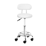 Artiss Salon Stool Swivel Chair Backrest White SALON-B-4128-WH