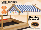 Keezi Kids Sandpit Wooden Sandbox Sand Pit with Canopy Water Basin Toys 146cm SAND-CANOPY-WATER-146