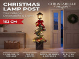 Christabelle 1.52m Lamp Post Christmas Light Up Display Bows Berries Baubles Green Foliage LED 112_HZ700