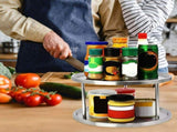 two Tier Stainless Steel Lazy Susan Turntable Rotating Spice Storage Organizer For Kitchen Counter V1369-AZ3-W-14872