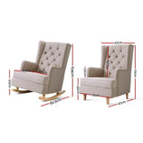 Artiss Rocking Chair Armchair Linen Fabric Beige Gaia UPHO-C-AVAN-KD-BG-AB