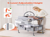 Baby Changing Table, Foldable Diaper Change Station with 2 Fabric Drawers, Side Basket & Hanging V952-ZDNBTQHSHXWD5L2KV001V0