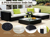 Gardeon 5-Piece Outdoor Sofa Set Wicker Couch Lounge Setting Cover FF-SOFA-BK-5PC-AB