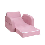 Keezi Kids Sofa 2 Seater Children Flip Open Couch Lounger Armchair Soft Pink KID-SOFA-SINGLE-PK