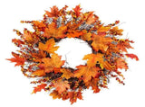 Maple Leaf Wreath Door Hanging Thanksgiving Wreath Halloween Vine Ornament V1294-YM0717-10173593