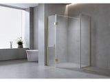 100cm Frameless Diamond Shower Screen with Gold Channels and SS Hinges V63-932671