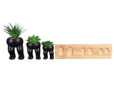 3PCS Artificial Succulent Plants in Ceramic Pots Modern Cute Human Shaped Decorative Fake Succulents V1294-YM0901-3115240022311