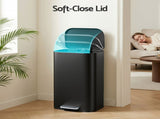 Cefito 30L Pedal Rubbish Bin Kitchen Trash Garbage Waste Can Soft Close Black RB-30L-1C-BK