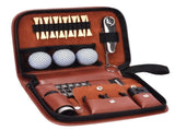 Premium Golf Accessory Kit with Rangefinder, Tees, Balls & 6-in-1 Divot Tool Brown Leather Case V1107-CS-GEFGJBPJ