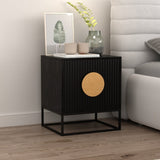 Belmonte Fluted Bedside Table in Black V369-203691S-BLACK