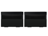 Artiss 2x Bedside Table LED - HERES Black FUR-R-BS-LED-04-BKX2