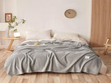 200*230CM Grey Ultra-Soft Dual-Sided Waffle & Plush Fleece Blanket - Large Cozy Throw for Bed & Sofa V888-ELOSUNG32590