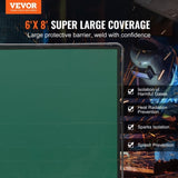 VEVOR Welding Screen with Frame 6' x 8' Welding Curtain Screen on 4 Wheels Green V952-DMSHJPF6X8YCRA6FOV0