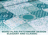 Teal Boho Mosaic Patchwork Coverlet Bedspread Set V745-AC081233Q13U