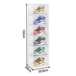 SOGA 2X 6 Tier Transparent Portable Shoe Organiser Sneaker Footwear Folding Plastic Bin Stackable SHOEA9006WHTX2