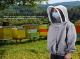 Beekeeping Protective Veil Jacket Bee Suit Smock with Double Zippers Beekeeper AccessoryGray V1294-YM0901-3111200075311