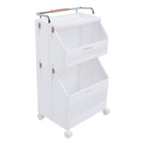 Rolling Storage Cart Multifunction Utility Rolling Storage Organizer Folding Laundry Basket with 4 V1294-YM0901-3117240250911