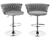 SERENIT Modern Silver Swivel Upholstered Velvet Adjustable Height Counter Stool with Metal Frame V255-GP2217R-GREY
