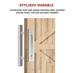 12" Square Pull and Flush Door Handle Set Stainless Steel Barn Door Hardware V63-831841