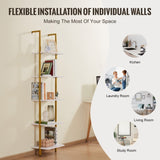 VEVOR Industrial Square Pipe Shelf 5 Tier 40x30x178cm Wall-Mount Gold White V952-JSGZWJFGHMBJKXPV1V0