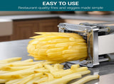 French Fry Cutter, Professional Stainless Steel Potato Cutter with 1/2", 1/4", 3/8" & Wedge Blades V1258-DP02-C-420