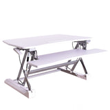 FORTIA Desk Riser 90cm Wide Adjustable Sit to Stand, for Dual Monitor, Keyboard, Laptop, White V219-ADKRISFO96WB