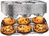6 Cup Aluminum Pans Disposable Aluminum Foil Muffin Tin Baking Pans for Kitchen Oven Baking V1192-AZ-W-28127