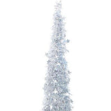 Xmas Tree PVC Star Glitter Festive Foldable Xmas Tree Figurine Decoration for Home Hotel Silver V1294-YM0901-3115240111911