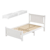 Artiss Bed Frame King Single Size Wooden Platform with 2 Storage Drawers White RIO WBED-D-004KS-107-DRAW