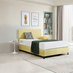 Linen Fabric Double Bed Deluxe Headboard Bedhead - Sulfur Yellow V63-839481