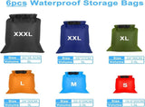 6 Pack Waterproof Dry Bags for Kayaking Fishing and Camping, 1.5 L to 8 L V1237-MS-912-120