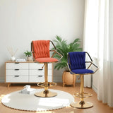 2x Height Velvet Padded Golden Round Base Barstools Chairs with Backrest and Footrest -BEIGE V255-GP1800R-WHITE