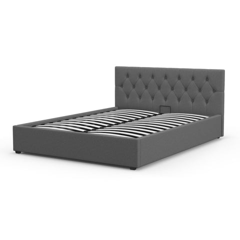 Milano Capri Luxury Gas Lift Bed With Headboard - Grey No.28 - King Single ABM-10002037