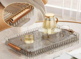 Drainage Tea Tray Plastic Multipurpose Large Capacity Transparent Tea Serving Drain Tray for Home V1294-YM0901-3118240172413