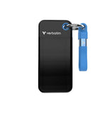 Verbatim Pocket SSD USB 3.2 Gen 2 2TB Black/Blue, Convenient keyring and holder keeps your V1202-V2-HXV-2TBBKBL
