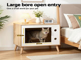 Artiss Cat Nest Bedside Table Solid Wood 60cm FUR-S-BS-PET02-WD