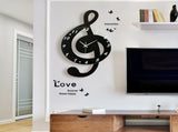 Innovative Musical Note Electronic Wall Clock Fashionable Silent Quartz Clock for Children Room V1294-YM0901-3115200043411