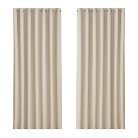 Artiss 2X Blockout Curtains Eyelet 240x230cm Beige BC-MATT-240X230-BG