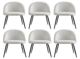 Artiss Dining Chairs Set of 6 Sherpa Boucle White MO-DIN-KJC150-VEL-WHX6