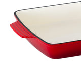 Enamelled Cast Iron 38.5x23cm Rectangular Roaster - Red V196-CIR04