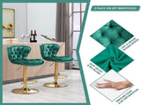 SERENIT Swivel Bars Set of 2 Counter Height Barstools with Back Velvet Upholstered Adjustable V255-GP2210R-EMGREEN