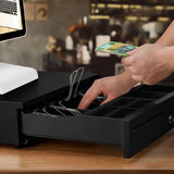 Heavy Duty Metal Cash Drawer, 5 Note&6 Coin Trays,Black V1181-OF011-BK