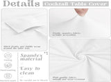 8 Pack Cocktail Table Covers 32x43 Inch Fitted Stretch Spandex Square Corners White Table Cover High V1258-DP02-C-351