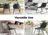 Artiss 2x Dining Chairs Retro PU Leather Kitchen Lounge Cafe Accent Chair Grey UPHO-C-DIN-2503-GYX2