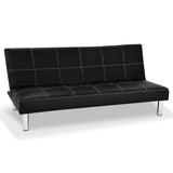 Sarantino 3 Seater Faux Leather Sofa Bed Couch - Black SOFA-6895R-PVC-BLK