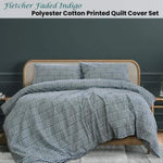 Ardor Fletcher Faded Indigo Printed Quilt Cover Set King V442-INT-QUILTCS--FLETCHER-FADEDINDIGO-KI