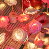 50 Pink n White Rose 3D Fairy Lights 5M LONG String, Battery Indoor & Outdoor Decorations V382-PINKWHITEROSEBATT50